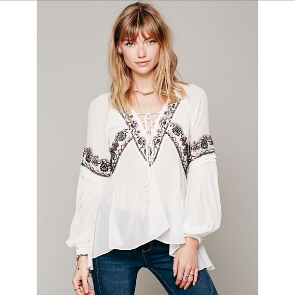 🚫 Sold on Mercari 🚫Free People Paths of Fancy Blouse - Picture 3 of 14